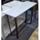 CONSOLE TABLE, marble top, metal base, 110cm W x 40cm D x 80cm H.