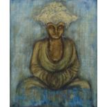 RUTH SADLER 'Buddha', mixed media on canvas, 120cm x 100cm.