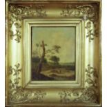 19th CENTURY DUTCH SCHOOL 'Countryside Landscape with Villagers', a pair of oil on canvas,