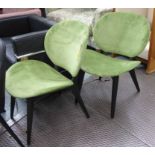 AARK SIDE CHAIRS, a pair, 1960's style, green velvet finish, 85cm H.