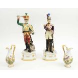 NAPLES PORCELIAN FIGURES, of a hussar and cavalry officer,