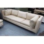 SOFA, B&B Italia style cream with metal supports, 90cm x 78cm H x 252cm L.