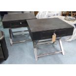 BEDSIDE TABLES, a pair, Andrew Martin style, one drawer, 70cm x 61cm x 62cm.