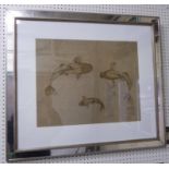 CONTEMPORARY SCHOOL, Koi carp embroidery, framed and glazed.