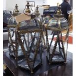 ORANGERY LANTERNS, a set of four, French provincal style, gilt, 73cm H.