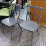 AARK DINING CHAIRS, a set of four, grey and black painted, 85cm H.