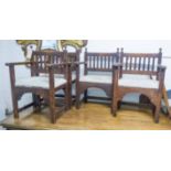 OPEN ARMCHAIRS, a set of four,