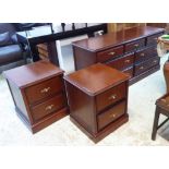 BANK OF DRAWERS, mahogany 71cm H x 46cm x 145cm W and a pair of bedside chests.