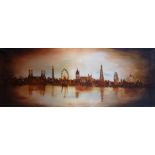 NIGEL KINGSTON 'Riverview of London', oil on canvas, 170cm x 66cm.