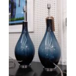 HEATHFIELD & CO LUNA INDIGO TABLE LAMPS, a pair, 51cm H.