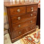 CHEST, Victorian mahogany with two short over three long drawers on a plinth base,