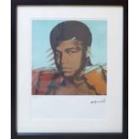 ANDY WARHOL 'Muhammad Ali', offset lithograph, from Leo Castelli gallery, stamped on reverse,
