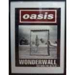 OASIS - WONDERWALL UK, original release poster 30.10.95, 75cm x 50cm , framed and glazed.