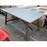 FARMHOUSE DINING TABLE, French provincial style with zinc top, 180cm x 90cm x 79cm.