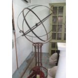 GARDEN ARMILLARY SPHERE, large grand country estate vintage hand wrought iron, two sections,