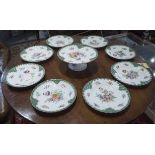 DRESDEN PLATES, a set of eight, together with a matching cake stand.