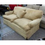 PETER DUDGEON SOFA, traditional style in gold chenille upholstery with single scatter cushions,