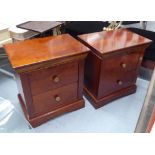 BEDSIDE CHESTS, a pair, mahogany.