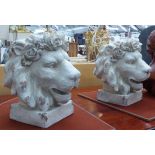 LION POTS, a pair, stylised ceramic, 42cm H.