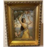 CONTINENTAL PORCELAIN PLAQUE, young female figure with cherubs in landscape setting,
