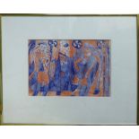BERLIN SCHOOL 'Standing Figures', linocut/wood cut, 23cm x 33cm, framed and glazed.
