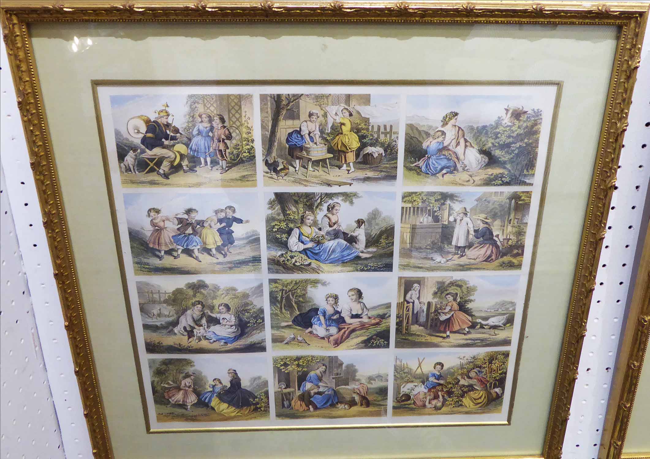 19th CENTURY SCHOOL 'Children at Play', coloured engravings, 35cm x 33cm, framed. - Image 2 of 3