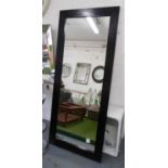 WALL MIRROR, tall ebonised frame, 80cm x 190cm H.