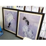 CONTEMPORARY SCHOOL, The Dancers diptych, framed and glazed.