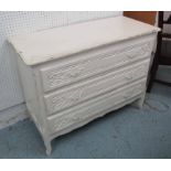 CHEST OF DRAWERS, French provincial style white painted, 105cm x 46cm x 81cm.