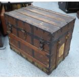 C A TAYLOR TRUNK WORKS STEAMER TRUNK, early 20th century American canvas,