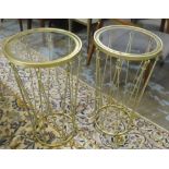 OCCASIONAL TABLES, a pair, gilt metal framed,