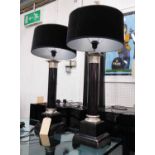 MONACO TABLE LAMPS, a pair, with shades, 84cm H.