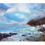 NIGEL KINGSTON 'Wave Watching', acrylic on canvas, signed, 100cm x 120cm.