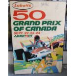LABATTS 50 GRAND PRIX OF CANADA 1972 POSTER, signed Jackie Stewart and others, 80cm x 55cm.