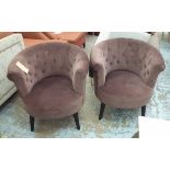 SIDE CHAIRS, a pair, 1960's Italian style, brown button back finish, 80cm H.