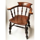 ARMCHAIR, 19th century English Thames Valley ash and elm with bow back and shaped seat, 65cm W.