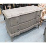 JULIAN CHICHESTER HOBBS CHEST, two drawers in distressed grey painted finish on turned supports,