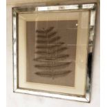 FERN PRINT, rectangular print in mirror panelled frame, 74cm x 67cm.
