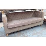 SOFA, buttoned back, on turned supports, 200cm W.