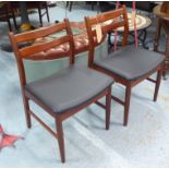 DINING CHAIRS, a set of four, mid century teak with later upholstered seats, 79cm H.
