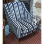 ARMCHAIR, 1950's in Designers Guild striped velvet, 66cm x 85cm H.