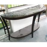 CONSOLE TABLE, 1960's Italian style, ebonised with mirrored top, 120cm x 35cm x 76cm.