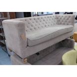 SOFA, buttoned back, on turned supports, 200cm W.