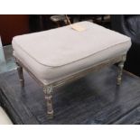 FOOTSTOOL, French style, grey finish, 66cm x 50cm x 40cm.