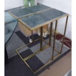SIDE TABLES, a pair, 1960's French style, marble tops, 59cm H.