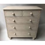 CHEST, Victorian grey painted and black lined with two short and three long drawers,