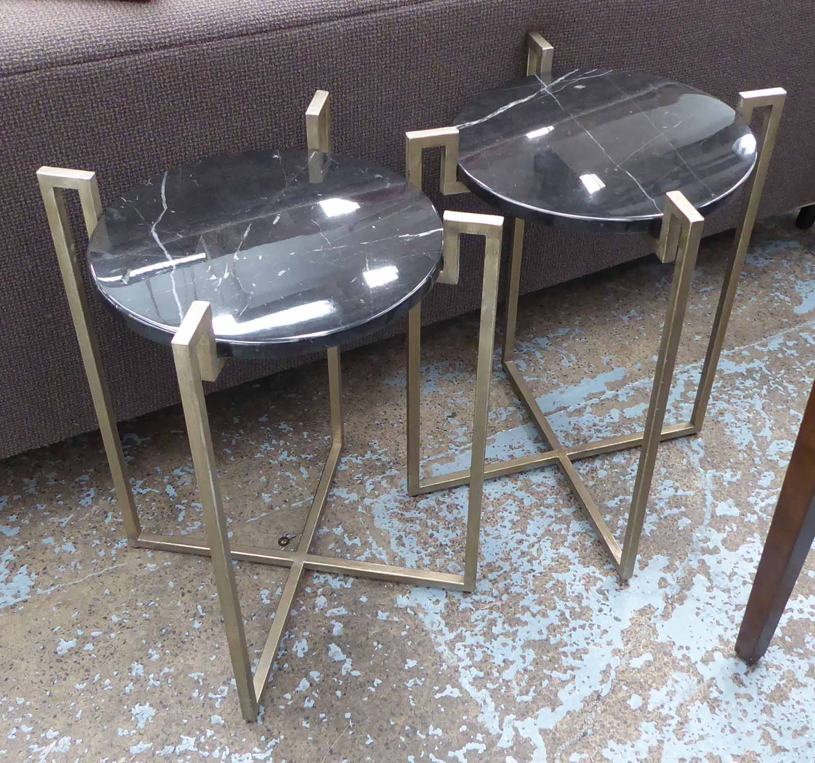 SIDE TABLES, a pair, in the Hollywood Regency style, 61cm x 51cm D.