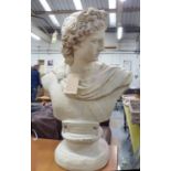 STUDY OF ALEXANDER, contemporary school bust, 80cm H, base 30cm diam.