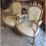 FAUTEUILS, a pair, en suite with previous lot.