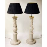COLUMN LAMPS, a pair,